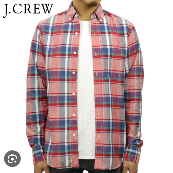 J. Crew Other - Men's J.Crew Summer Plaid Shirt Size M Long Sleeve All Cotton Lightweight